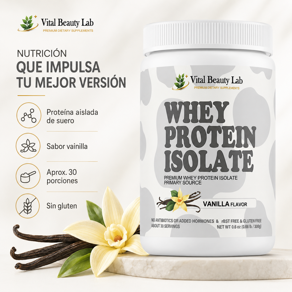 Vital Beauty Lab Aislado de Proteína de Suero Protein Isolate (300g en Polvo) – Crecimiento Muscular