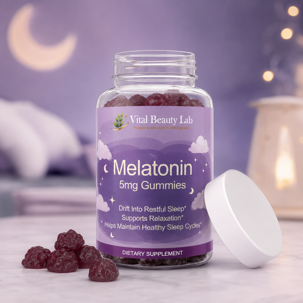 Vital Beauty Lab Melatonina Gummies (60 Gominolas) – Pasiflora para un Sueño Reparador