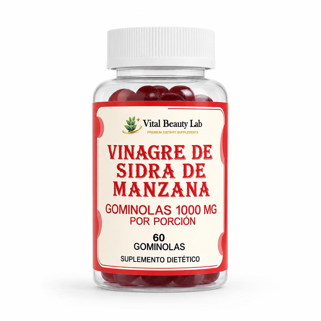 Vital Beauty Lab Vinagre de Manzana Gummies (60 Gominolas) – Control de Peso y Digestión