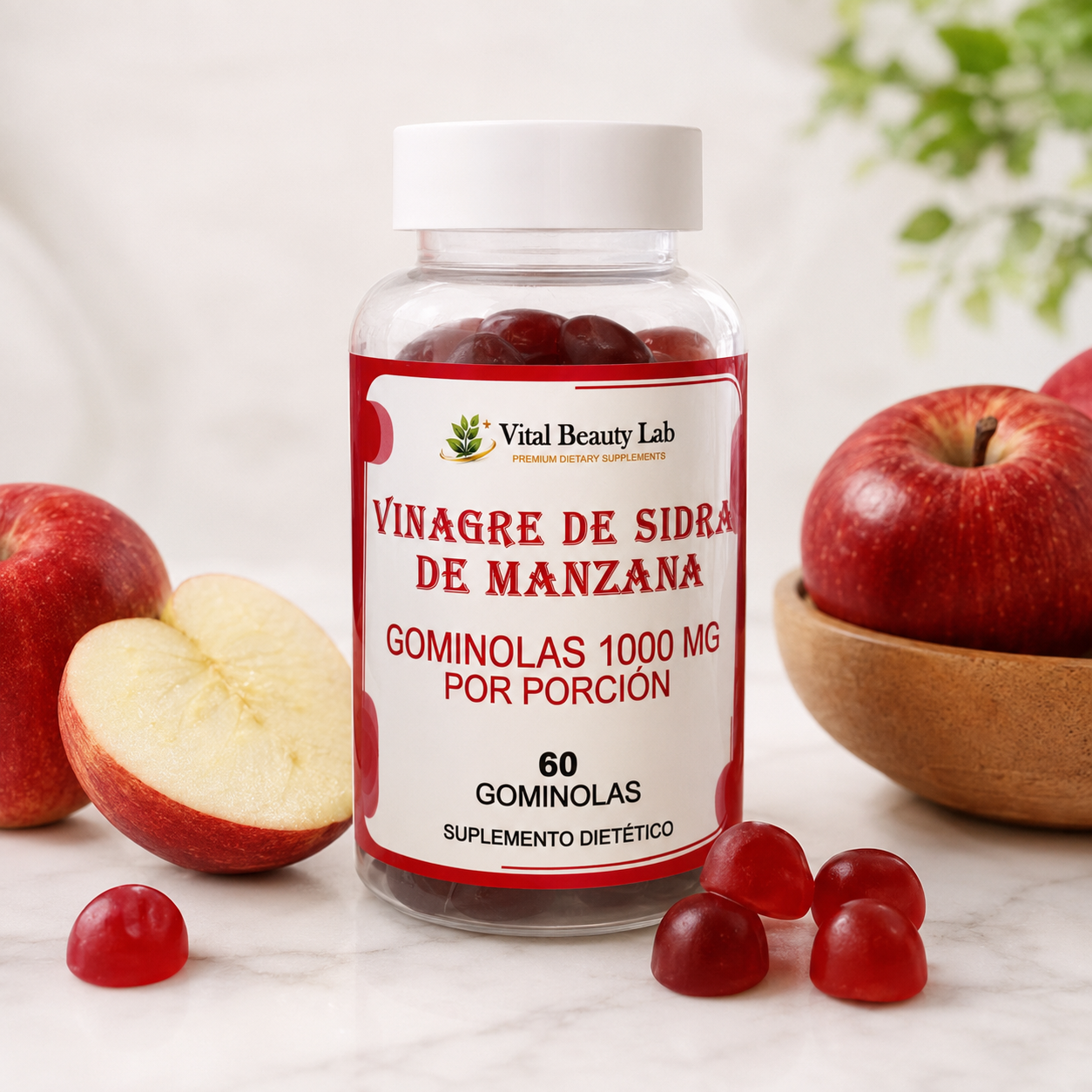Vital Beauty Lab Vinagre de Manzana Gummies (60 Gominolas) – Control de Peso y Digestión