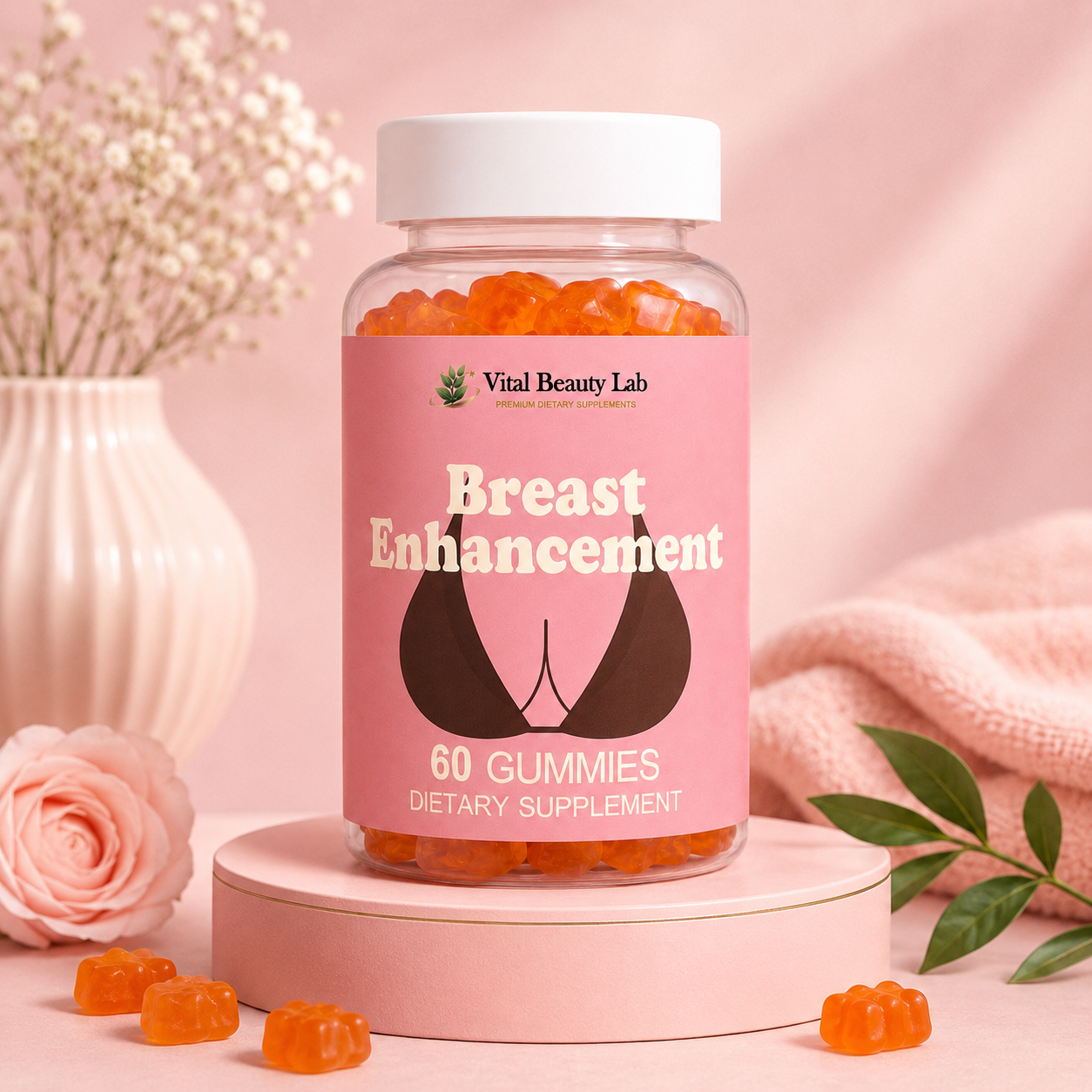 Vital Beauty Lab Breast Enhancement Gummies (60 Gominolas) – Busto y Firmeza Femenina