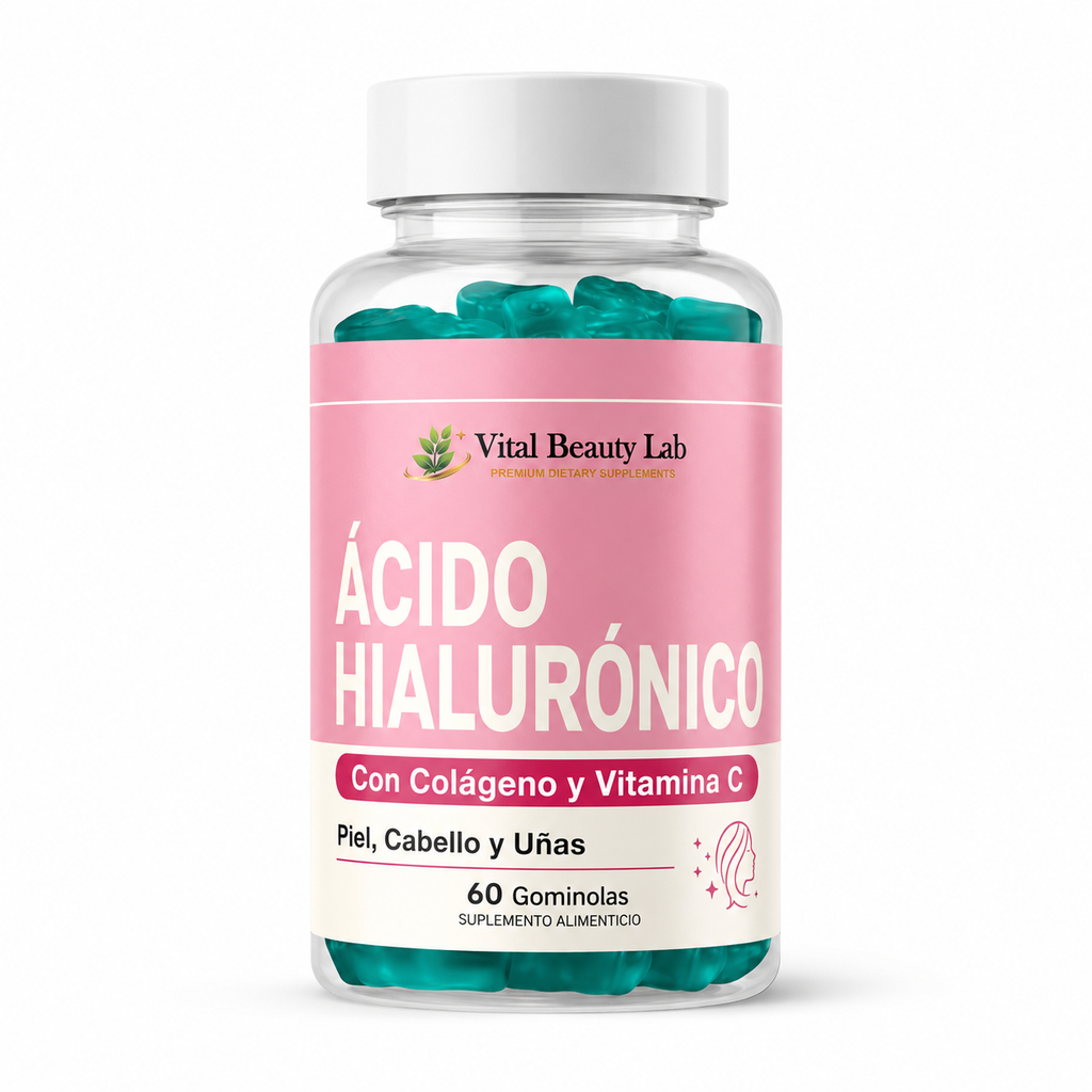 Vital Beauty Lab Ácido Hialurónico Gummies (60 Gominolas) – Con Colágeno y Vitamina C para Piel y Cabello