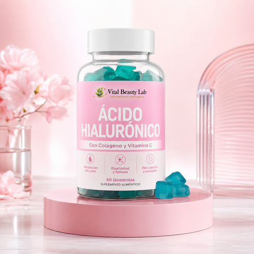 Vital Beauty Lab Ácido Hialurónico Gummies (60 Gominolas) – Con Colágeno y Vitamina C para Piel y Cabello