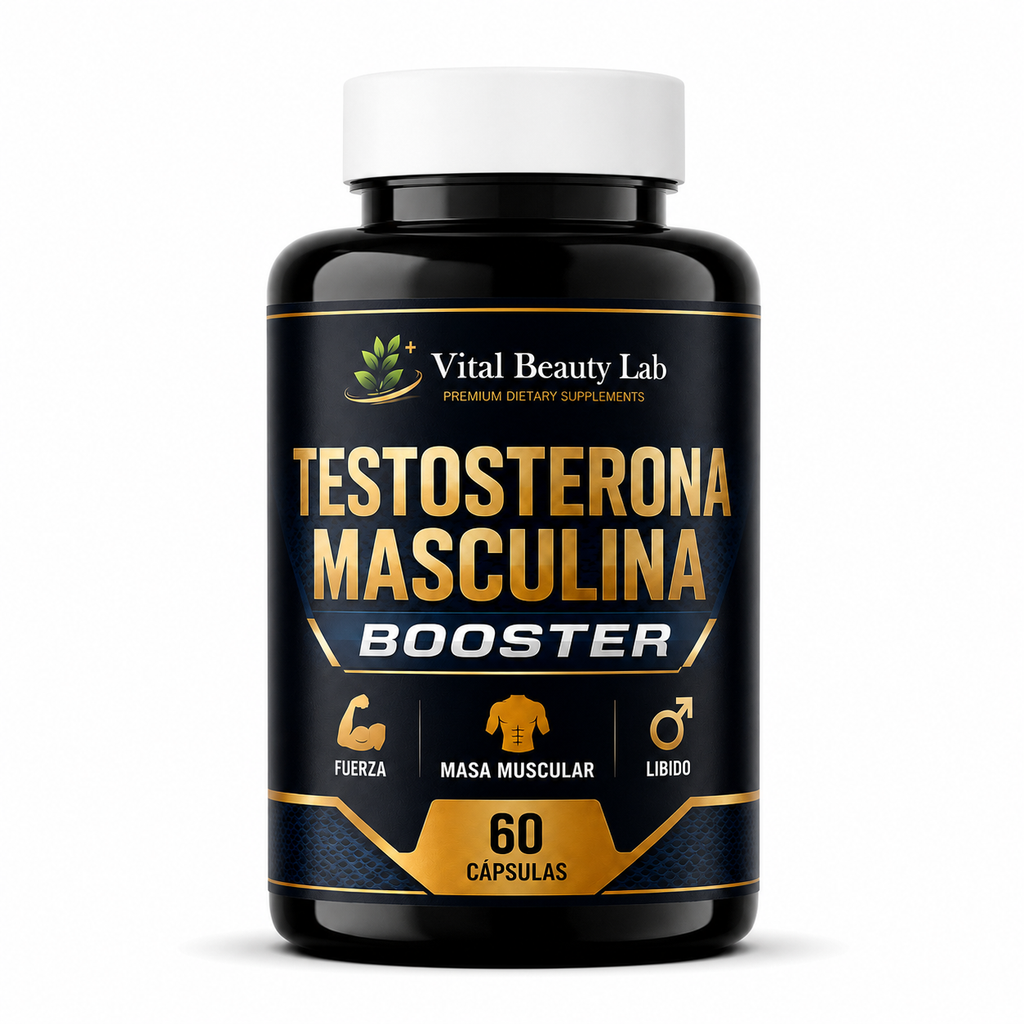 Vital Beauty Lab Testosterona Masculina Booster (60 Cápsulas) – Fuerza, Masa Muscular y Libido