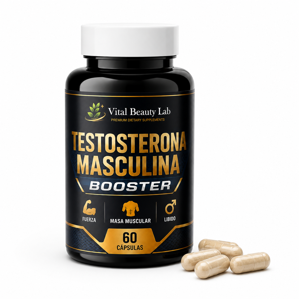 Vital Beauty Lab Testosterona Masculina Booster (60 Cápsulas) – Fuerza, Masa Muscular y Libido