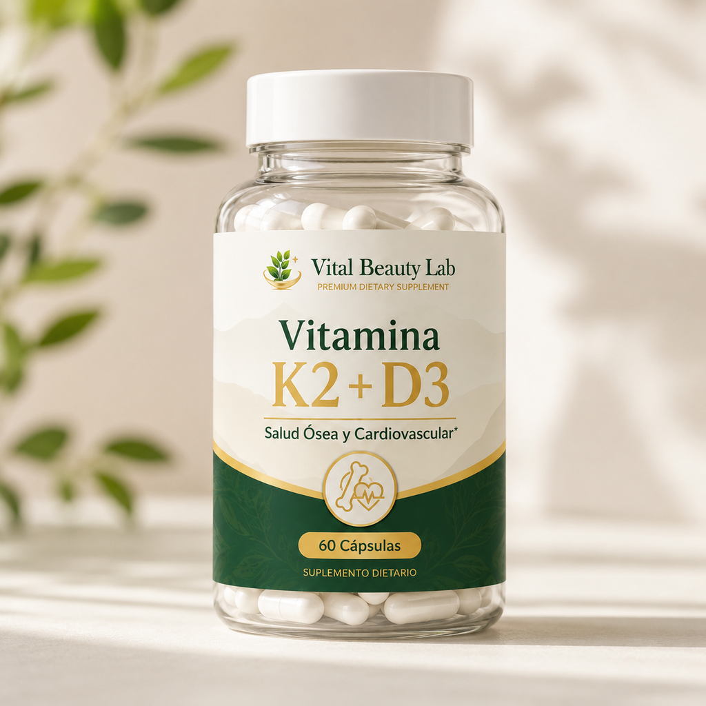 Vital Beauty Lab Vitamina K2 + D3 (60 Cápsulas) – Salud Ósea y Cardiovascular Completa
