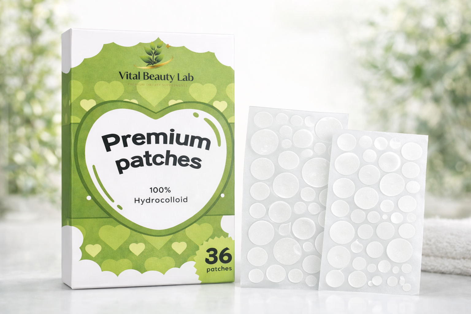 Vital Beauty Lab Parches Hidrocoloides Tipo Pimple Patch Inspirado en Productos Coreanos Faciales Skincare - Parches Hidrocoloides Acné y Acne Corporal de Korean Beauty