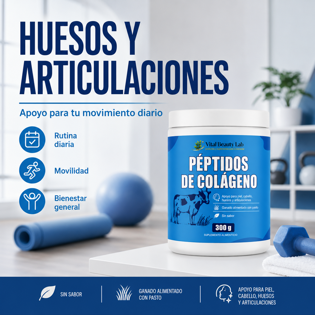 Vital Beauty Lab Colágeno Hidrolizado en Polvo (300g) – Piel, Cabello, Uñas y Articulaciones