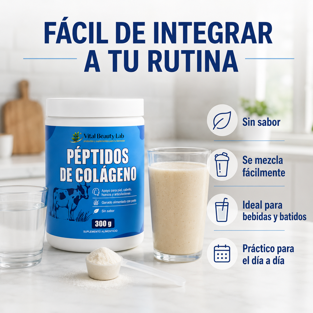 VitalBeautyLab Colágeno Hidrolizado en Polvo 300 g Sin Sabor, Collagen Peptides Grass Fed para Piel, Cabello, Uñas, Huesos y Articulaciones