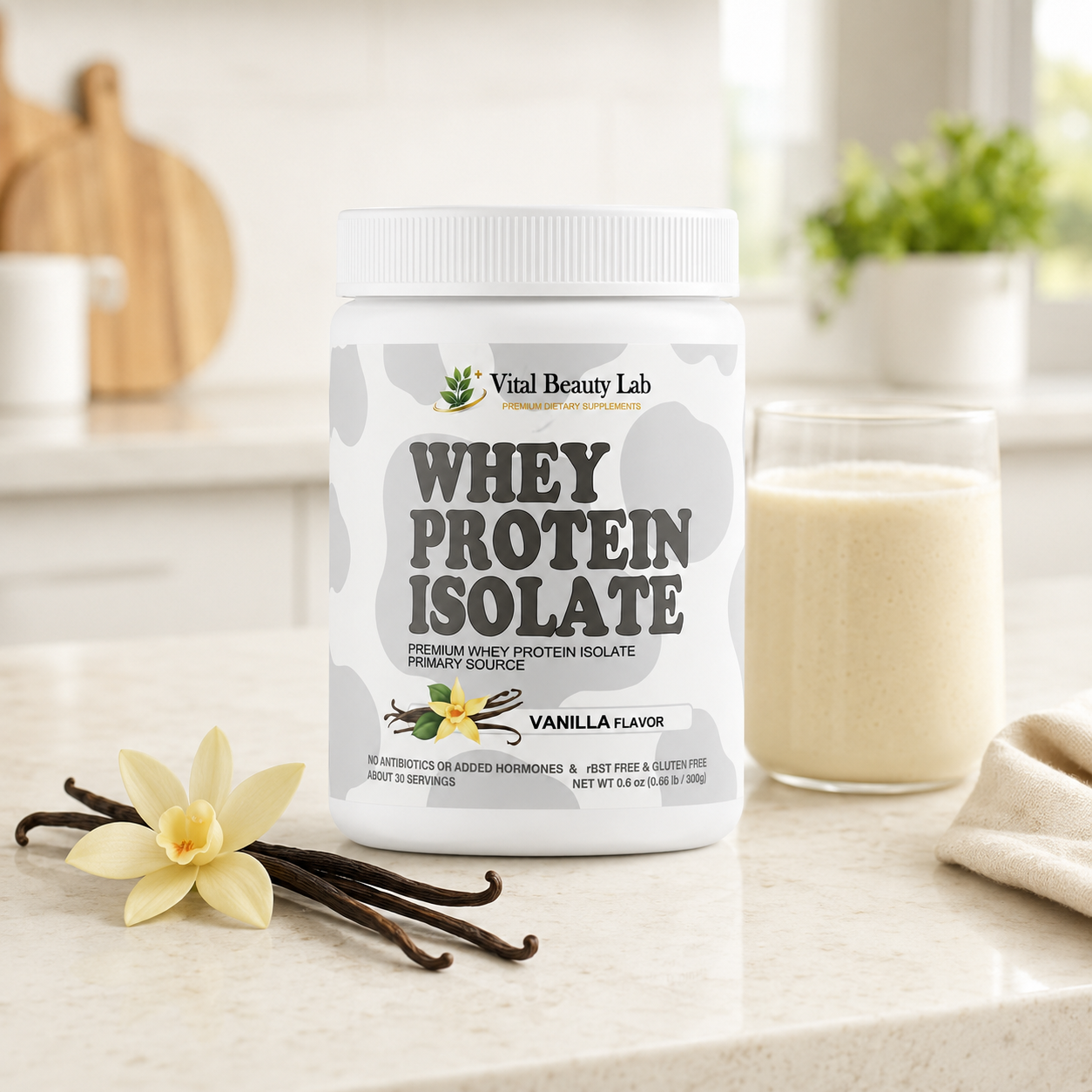 Vital Beauty Lab Aislado de Proteína de Suero Protein Isolate (300g en Polvo) – Crecimiento Muscular